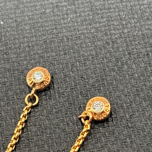 VTG Henri Bendel Oval Brown Zircon Pendant Slider Necklace Rose Gold tone NWT - Picture 7 of 12